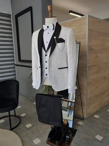 Bojoni White Slim Fit Shawl Lapel Tuxedo-baagr.myshopify.com-suit-BOJONI