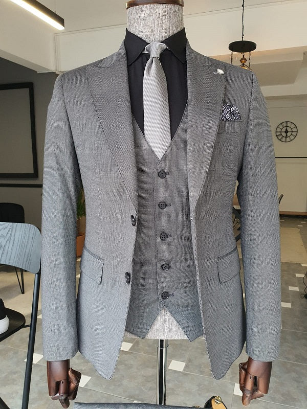 Antinori Gray Slim Fit Peak Lapel Suit-baagr.myshopify.com-suit-BOJONI