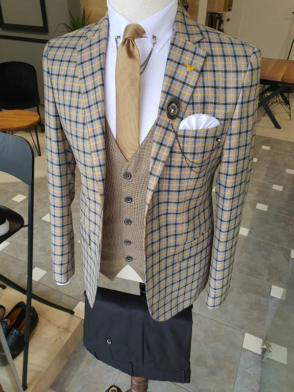 Antinori Yellow Slim Fit Plaid Suit-baagr.myshopify.com-suit-BOJONI
