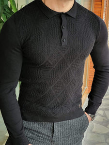 Elko Black Slim Fit Collar Sweater-baagr.myshopify.com-sweatshirts-BOJONI