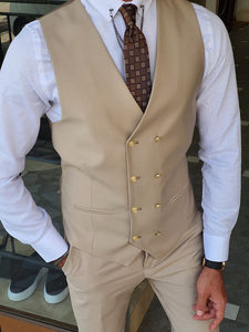Boston Beige Slim Fit Peak Lapel Wool Suit-baagr.myshopify.com-suit-BOJONI