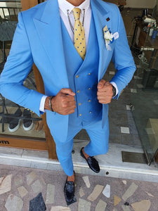 Boston Blue Slim Fit Peak Lapel Wool Suit-baagr.myshopify.com-suit-BOJONI