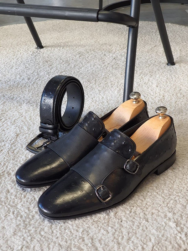 Julami Black Double Monk Strap Shoes-baagr.myshopify.com-shoes2-brabion