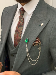 Verona Green Slim Fit Peak Lapel Suit-baagr.myshopify.com-1-BOJONI