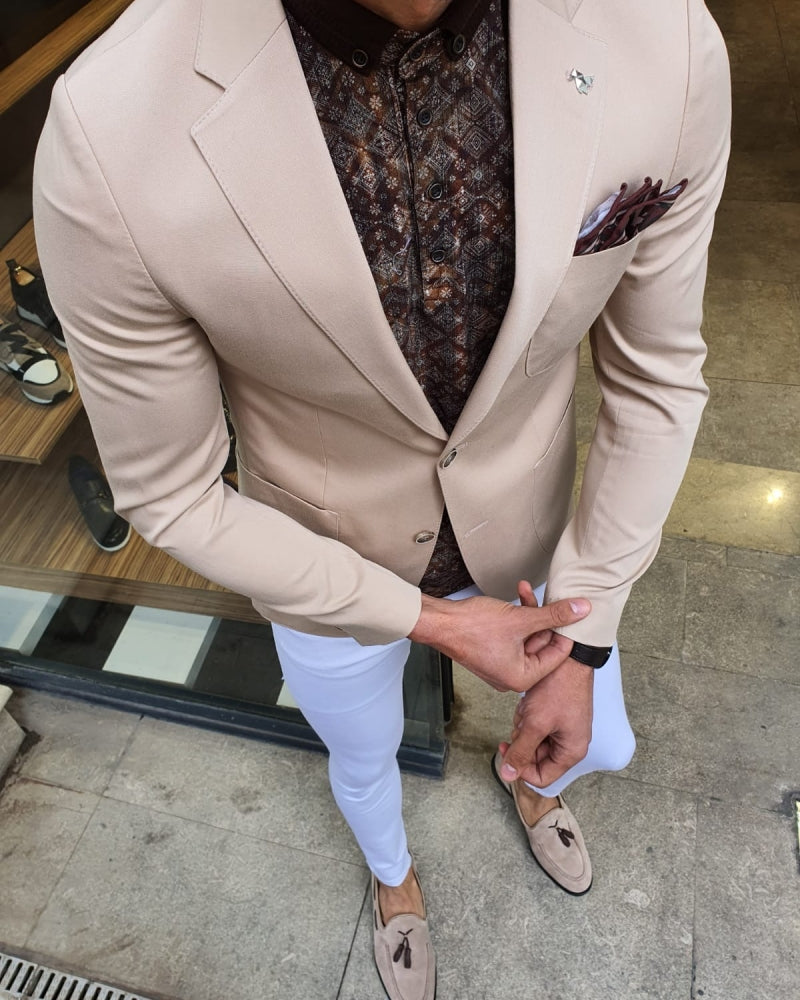 Bando Ogden  Beige Slim Fit Blazer-baagr.myshopify.com-blazers-BOJONI