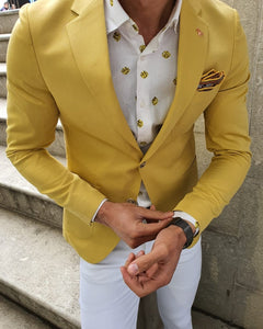 Bando Ogden Yellow Slim Fit Blazer-baagr.myshopify.com-blazers-BOJONI