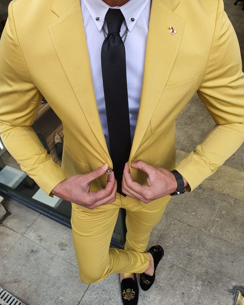 Bojo Ogden Yellow Slim Fit Suit-baagr.myshopify.com-suit-BOJONI