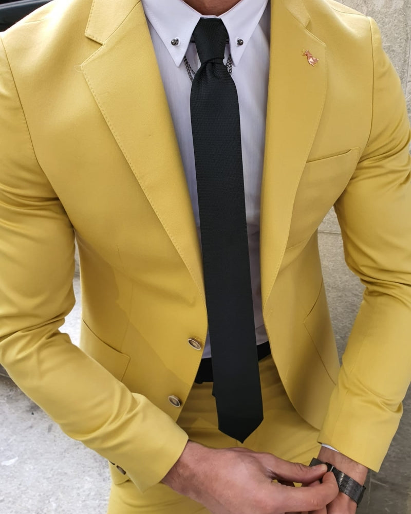 Bojo Ogden Yellow Slim Fit Suit-baagr.myshopify.com-suit-BOJONI