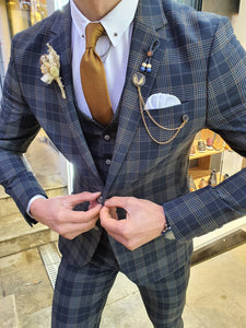 Bojoni  Dark Blue Slim Fit Plaid Check Suit-baagr.myshopify.com-suit-BOJONI