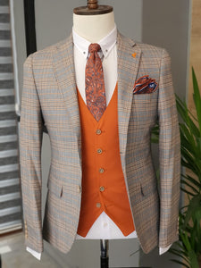 Bari Orange Slim Fit Plaid Suit-baagr.myshopify.com-suit-BOJONI