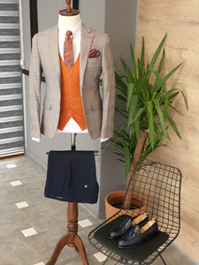 Bari Orange Slim Fit Plaid Suit-baagr.myshopify.com-suit-BOJONI