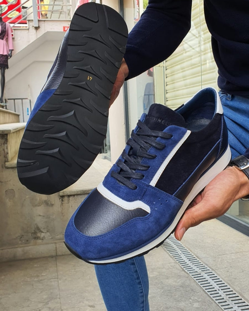 Pierre Navy Blue Mid-Top Sneakers-baagr.myshopify.com-shoes2-BOJONI