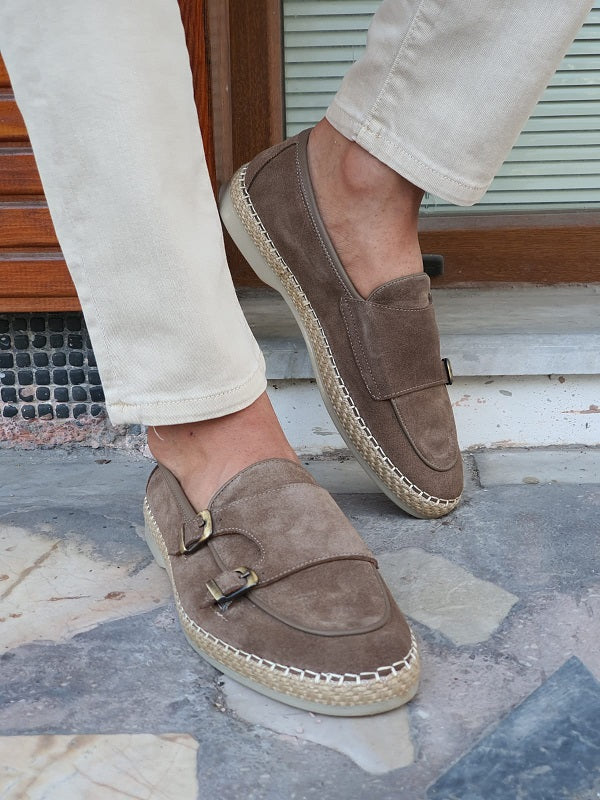 Kurni Beige Double Buckled Suede Leather Shoes-baagr.myshopify.com-shoes2-brabion