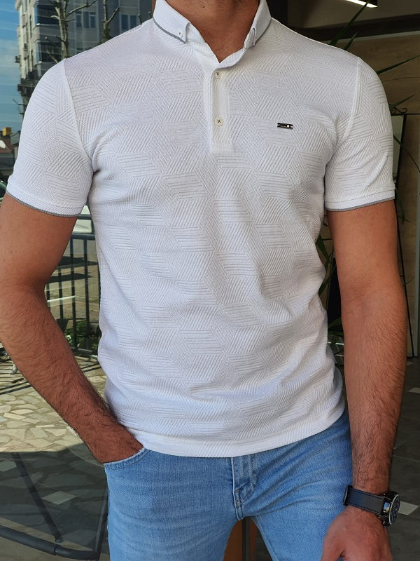 Lerno White Slim Fit Polo T-Shirt-baagr.myshopify.com-T-shirt-BOJONI