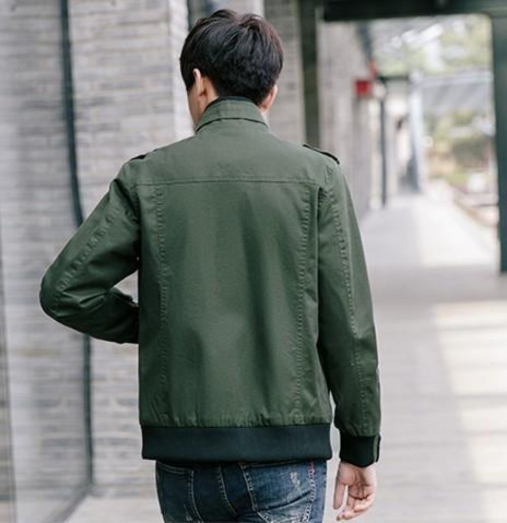 Mens Military Style Zip Up Jacket