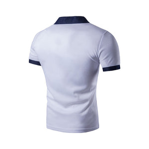 Mens Short Sleeve Polo Shirt with Denim Details
