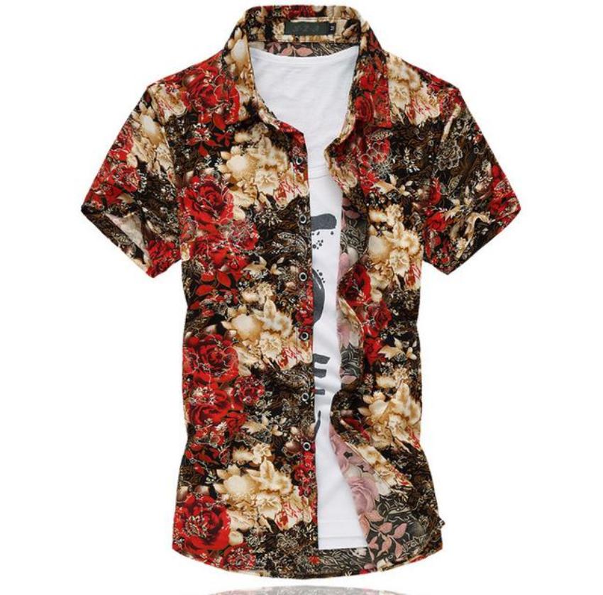 Mens Short Sleeve Floral Print Shirt