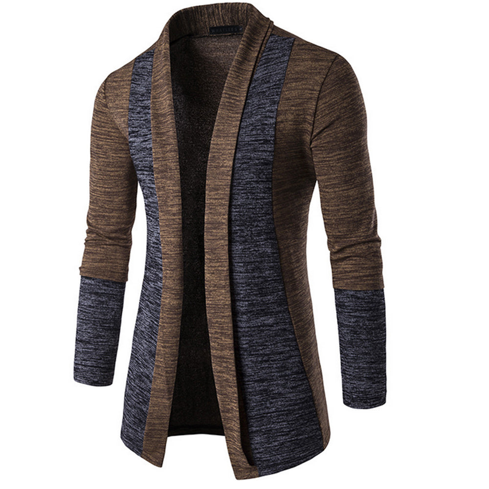 Mens Open Front Two Tone Cardigan