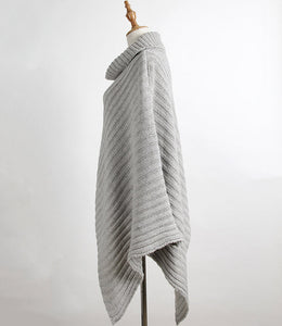Womens Ribbed Cape Sweater