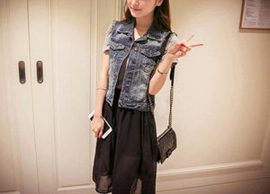 Womens Faded Sleeveless Denim Vest