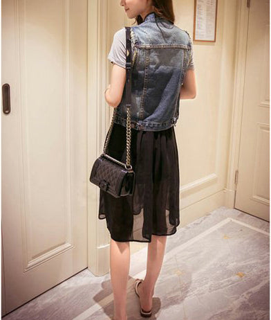 Womens Faded Sleeveless Denim Vest