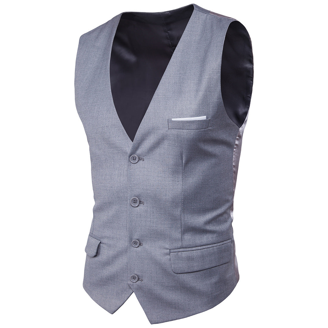 Mens Slim Fit Button Down Vest with Pocket Details