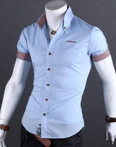 Mens Short Sleeve Shirt with Plaid Details
