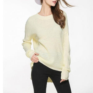Womens Relaxed Fit Round Neck Sweater