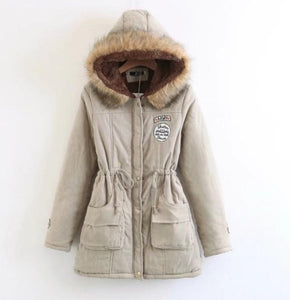Womens Military Jacket with Inner Fur