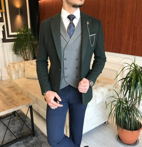 Bojoni Green Slim-Fit Suit 3-Piece