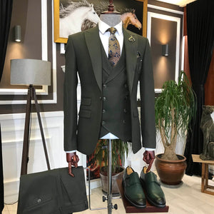 Bojoni Dark Green Slim-Fit Suit 3-Piece