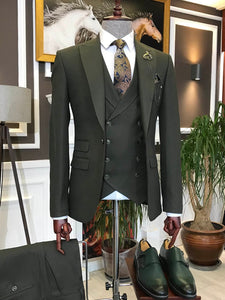 Bojoni Dark Green Slim-Fit Suit 3-Piece