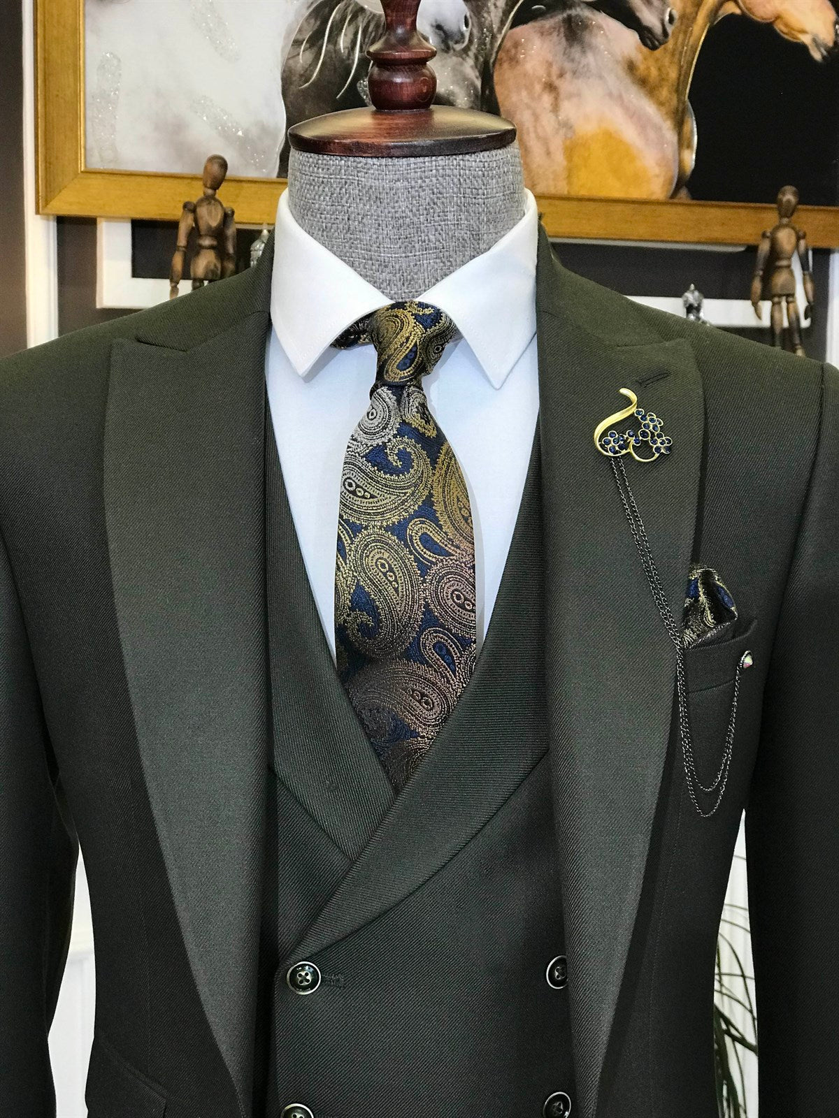 Bojoni Dark Green Slim-Fit Suit 3-Piece