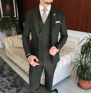 Bojoni Dark Green Slim-Fit Suit 3-Piece