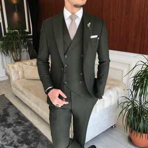 Bojoni Dark Green Slim-Fit Suit 3-Piece