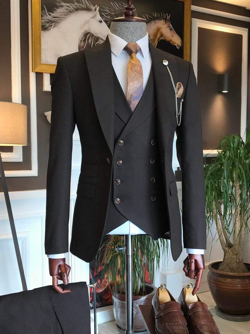 Bojoni Brown Slim-Fit Suit 3-Piece
