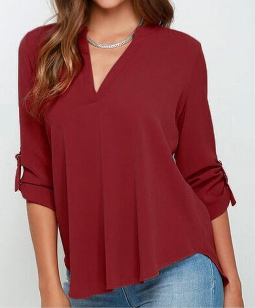 Womens Casual Open Neck Blouse