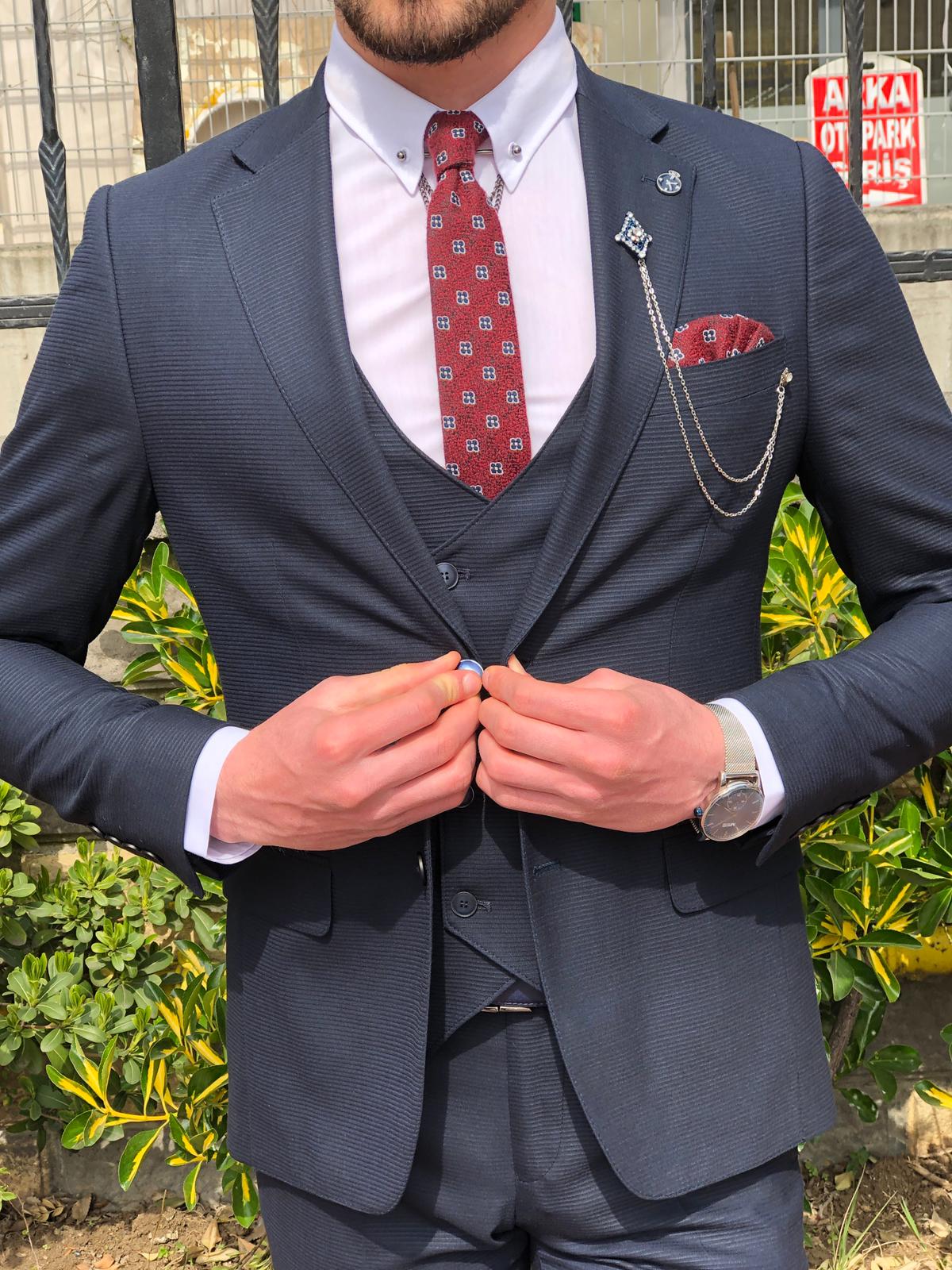 Mandos  Slim-Fit  Suit Vest Dark Blue-baagr.myshopify.com-suit-BOJONI