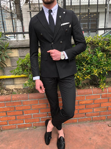 Bonis Slim-Fit Double Breasted Suit Black-baagr.myshopify.com-suit-BOJONI