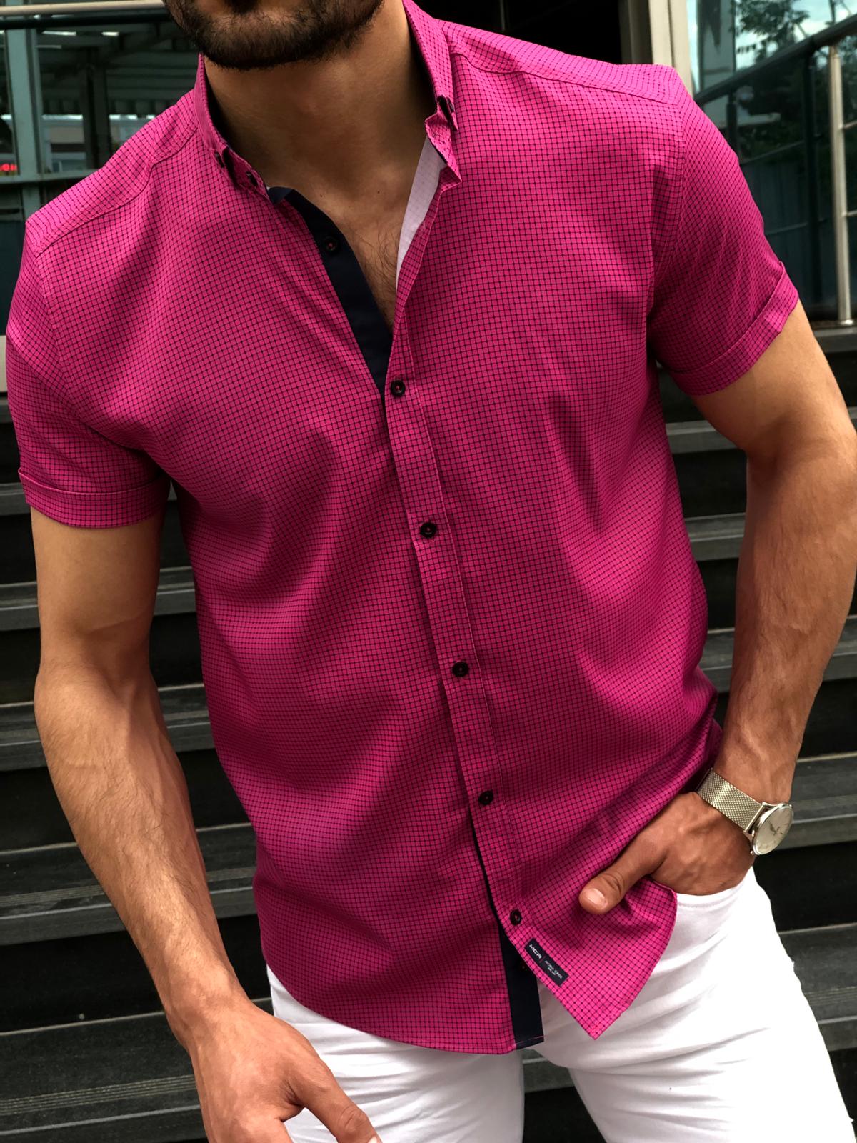 Blake Fuchsia Short Sleeved Shirt-baagr.myshopify.com-Shirt-BOJONI