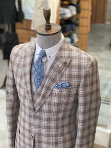 Branoss Slim-Fit Plaid Suit Vest Brown-baagr.myshopify.com-suit-BOJONI