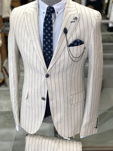 Kukoss  Slim-Fit Striped Suit Vest Ecru-baagr.myshopify.com-suit-BOJONI