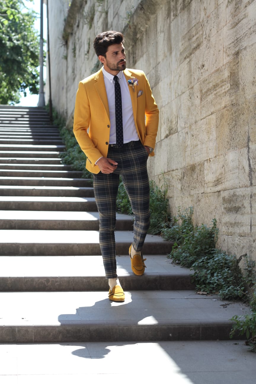 Pac Slim-Fit Jacket in Yellow-baagr.myshopify.com-blazers-BOJONI