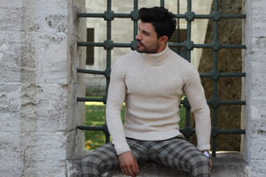 Patrick Slim-Fit Knitted Sweater in Beige-baagr.myshopify.com-sweatshirts-BOJONI