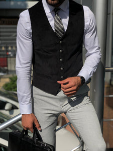 Slim-Fit Velvet Vest Black-baagr.myshopify.com-suit-BOJONI