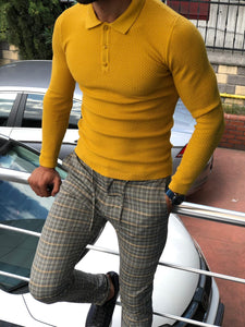 Carlos Slim-Fit Polo Sweater Mustard-baagr.myshopify.com-sweatshirts-BOJONI