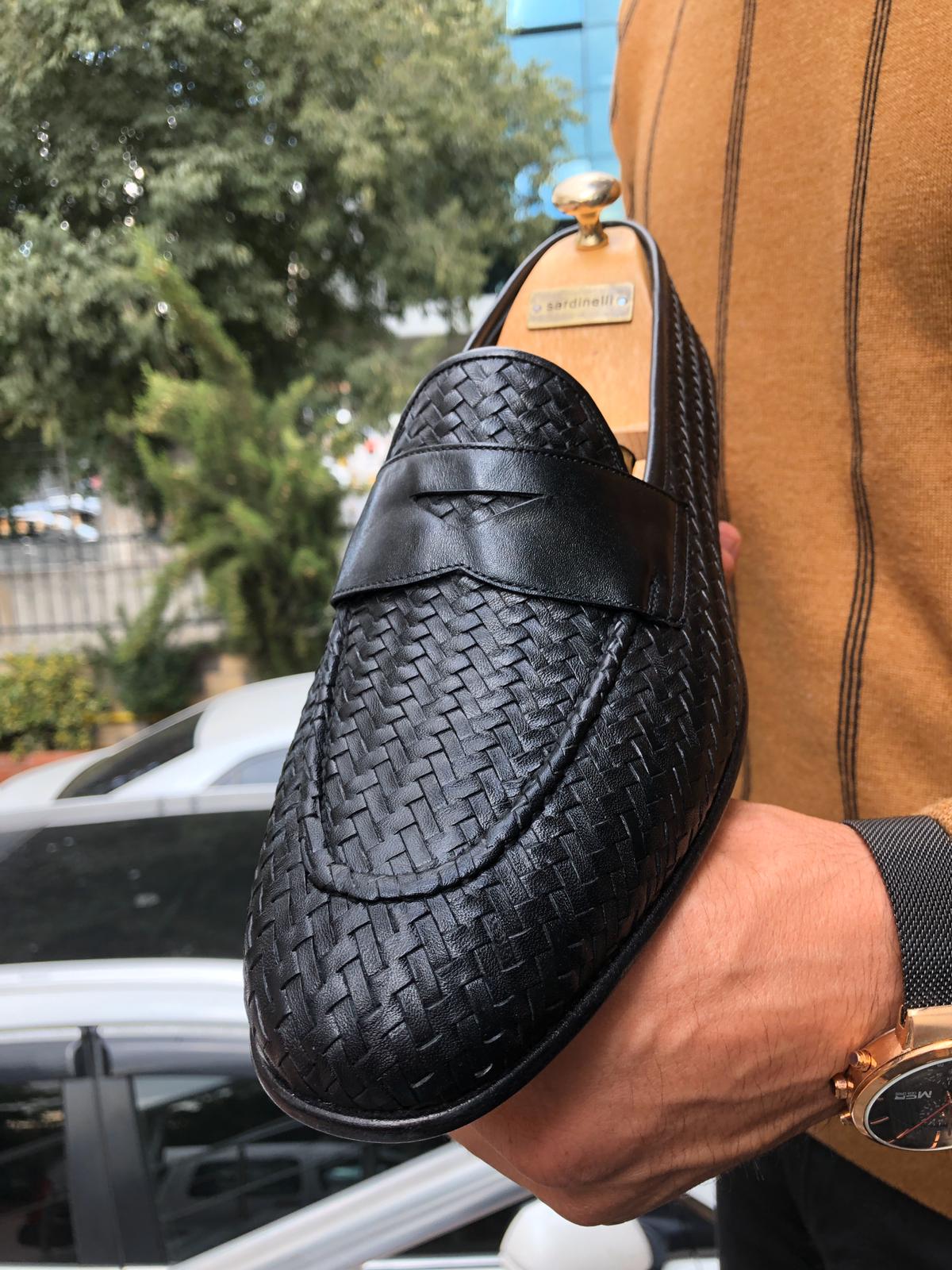 Knitted Leather Sardinelli Loafers Black-baagr.myshopify.com-shoes2-BOJONI