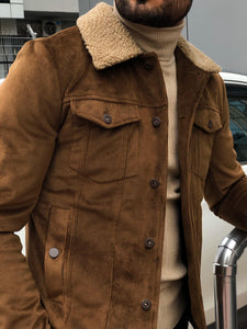Calvin Slim-Fit Velvet Striped Coats Brown-baagr.myshopify.com-Jacket-BOJONI