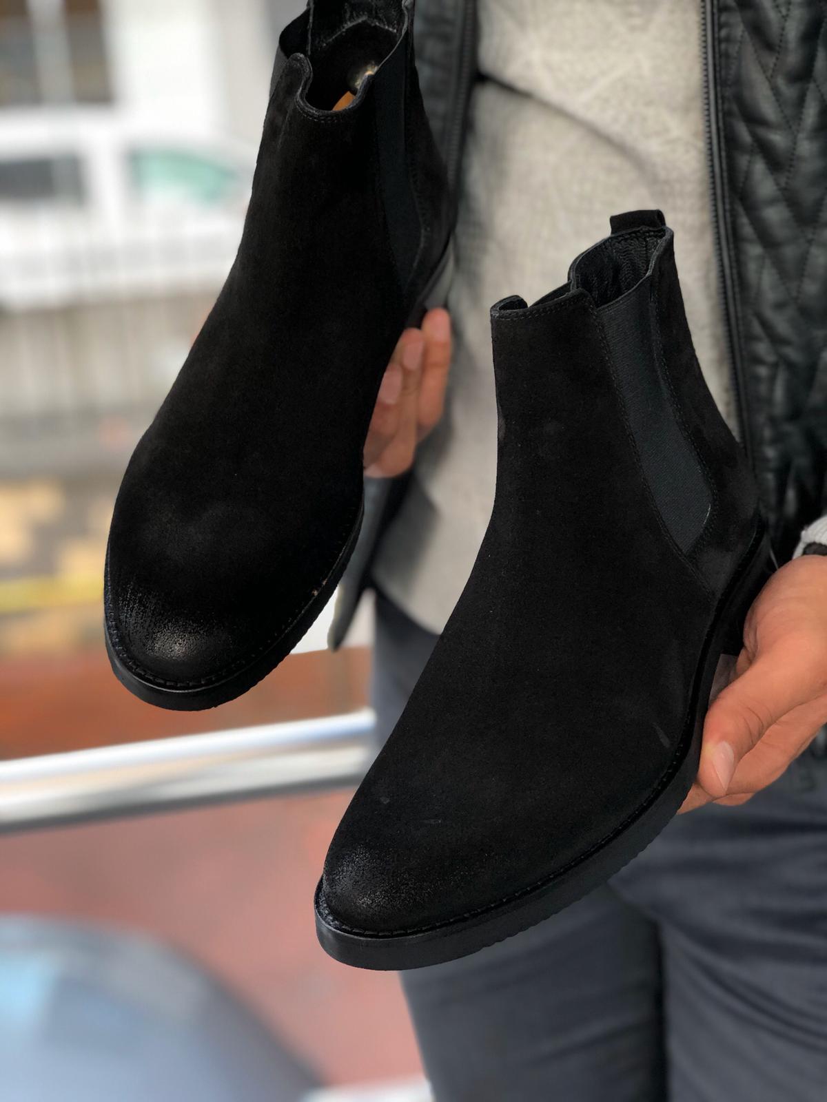 The Aqua Black Suede Leather Chelsea Boots-baagr.myshopify.com-shoes2-BOJONI