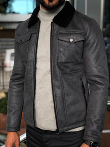 Alonso Leather Coat Gray-baagr.myshopify.com-Jacket-BOJONI